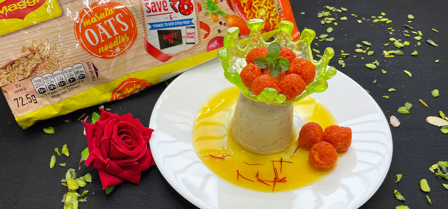 MAGGI Panna Cotta with Saffron Sauce and Carrot Halwa Balls Recipe