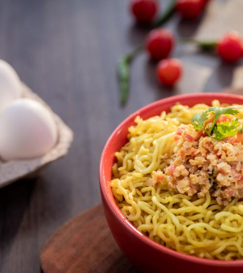 Egg Bhurji MAGGI Noodles Plating